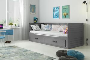 Výsuvná dětská postel HERMES šedá 200x90 cm