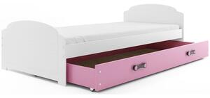 Dětská postel LILI s úložným prostorem 90x200 cm - bílá Růžová