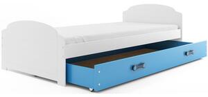 Dětská postel LILI s úložným prostorem 90x200 cm - bílá Modrá