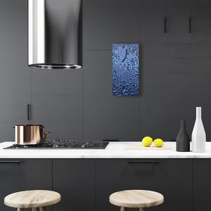 Skleněné hodiny vertikální Kuchyně. Modré skleněné kapky 30x60 cm