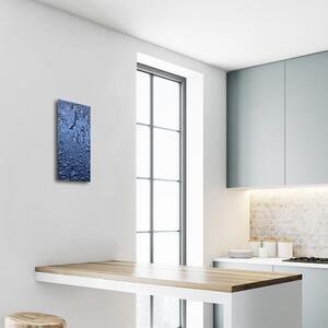 Skleněné hodiny vertikální Kuchyně. Modré skleněné kapky 30x60 cm