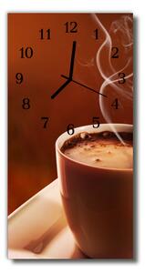 Skleněné hodiny vertikální  Béžový šálek kávy 30x60 cm