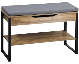 Botník s podsedákem 70 x 30 x 48 cm, dekor dub/černá KESPER 15977