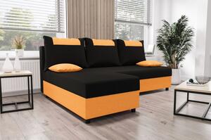 Rohová sedací souprava SANVI - černá / oranžová