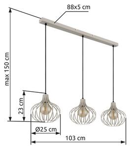 Závěsné svítidlo 3x E27 piesková IP20 GLOBO lighting MATEO 33370319