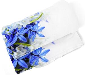 Deka Modré a bílé květy (Rozměr : 200 x 140 cm)