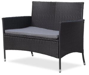 Bali Zahradní lavice 116 cm, umělý ratan, černá NOELA 3457063