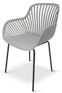 Gaby Designové křeslo, polypropylen/ocel, šedé, set 4 ks NOELA 34570108