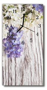 Nástěnné hodiny vertikální  Lilac květiny pestré 30x60 cm