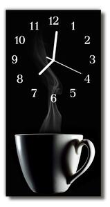 Nástěnné hodiny vertikální Kuchyně. Šálek černé kávy 30x60 cm
