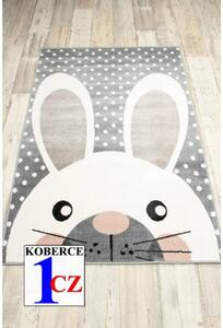Dětský kusový koberec Zajíček šedý 80x150cm