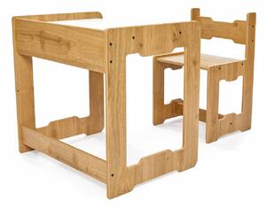 Set dětský stolek a židle Sease 2 (bílá + naturální)