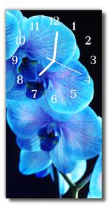 Skleněné hodiny vertikální Modrá květina 30x60 cm