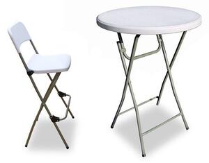Skládací barový stolek - průměr 80cm, výška 110cm + ŽIDLE 2ks