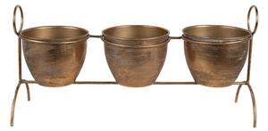 Měděný držák na 3 květináče Gertroel – 47x14x23 cm