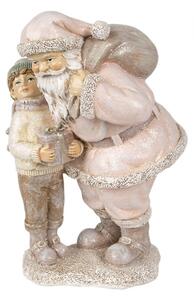 Figurka Santa Clause poslouchající přání malého chlapce – 13x11x18 cm