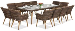 Exkluzivní jídelní set s velkým stolem Cordoba pro 12 osob Garden Point brown