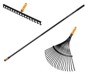 OneClick SET Hrábě na listí kovové + hrábě 16 hrotů kovové + násada FISKARS