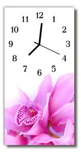 Skleněné hodiny vertikální  Art Orchid růžová 30x60 cm