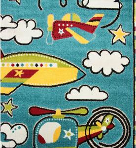 Dětský kusový koberec Letadla modrý 120x170cm