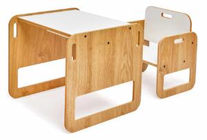 Set dětský stolek a židle Spaxie 1 (bílá + naturální)