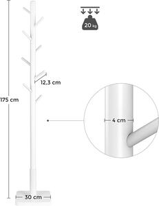 VASAGLE Dřevěný věšák na oděvy bílý 175 cm