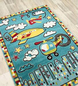 Dětský kusový koberec Letadla modrý 120x170cm