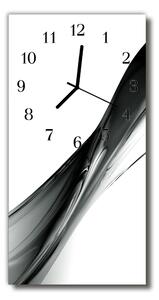 Skleněné hodiny vertikální Abstrakce, černá bílá čára 30x60 cm