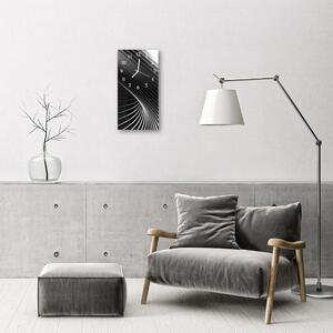 Skleněné hodiny vertikální Umění abstrakce, černá a bílá 30x60 cm