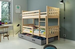 Dětská patrová postel s úložným prostorem s matracemi 80x190 CHARIS - borovice / grafit