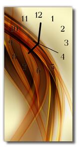 Skleněné hodiny vertikální  Umělecký grafický vzor béžový 30x60 cm