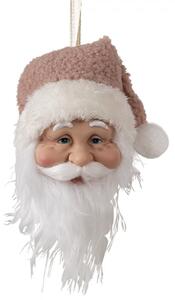 Růžovo-bílá vánoční závěsná ozdoba Santa Claus s vousy – 10x9x28 cm