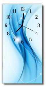Skleněné hodiny vertikální Umělecký vzor grafický modrý 30x60 cm