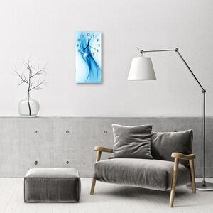 Skleněné hodiny vertikální Umělecký vzor grafický modrý 30x60 cm