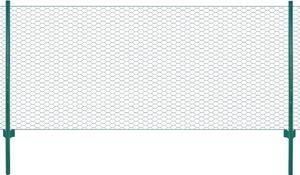 Drátěný plot se sloupky ocel 25 x 0,5 m zelený 144608