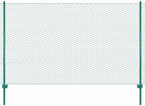 Drátěný plot se sloupky ocel 25 x 1,5 m zelený 144616
