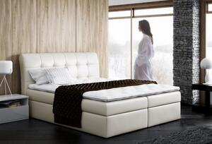 Čalouněná manželská postel Sára béžová eko kůže 180 + toper zdarma