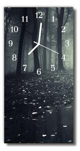 Skleněné hodiny vertikální Příroda, les, temnota, černá 30x60 cm