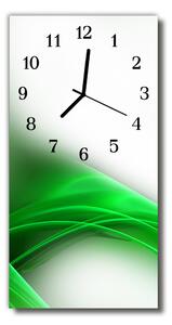 Skleněné hodiny vertikální  Moderní zelené umění 30x60 cm