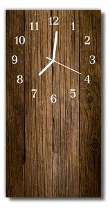 Skleněné hodiny vertikální Dřevěná hnědá deska 30x60 cm