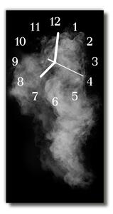 Skleněné hodiny vertikální  Abstrakce kouře. Černobílé 30x60 cm