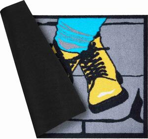 GRUND Rohožka do domácnosti BOOTS šedá-modrá-žlutá Rozměr: 50x70 cm