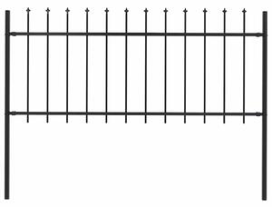 Zahradní plot Woerden s kopím nahoře ocelový 170 x 80 cm černý 144924
