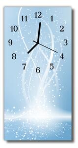 Skleněné hodiny vertikální  Modrá abstraktivní grafika 30x60 cm