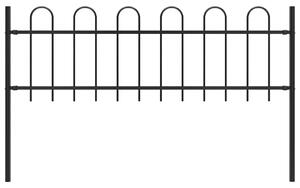 Zahradní plot BOXTEL s obručí nahoře ocelový 170 x 60 cm černý 144928
