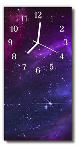 Skleněné hodiny vertikální  Vnější prostor fialové galaxie 30x60 cm