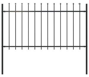 Zahradní plot Woerden s kopím nahoře ocelový 170 x 100 cm černý 144925
