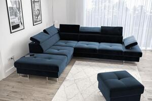 MEBLE GORECKI SANDET rozkládací sedací souprava s úložným prostorem modrá 276 x 74 - 95 x 225 cm