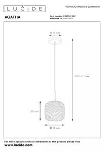 LUCIDE Závěsné svítidlo AGATHA průměr 18 cm - 1xE27 - Matt Gold