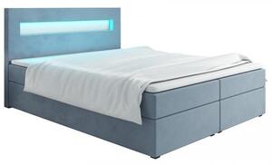 KENIX LOZE 140x200 boxspring postel s LED osvětlením světle modrá 140 x 115 x 209 cm